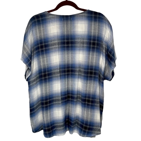 Maurice’s Blue Comfy Check Dolman Sleeve Plaid Button Front Top Women’s XXL - Picture 9 of 13